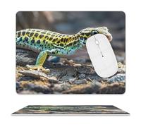 Leopard Little Gecko Mouse Pad for Office, Leather Mouse Mat with Non-Slip Base, Waterproof Desk Pad Protector for Home, Personalized Mouses Mat for Travel, Outdoor, 10" X 8"