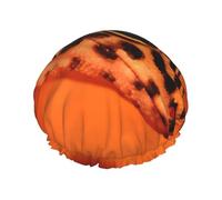 Leopard Little Gecko Print Shower Cap, Lined Shower Cap For Women Reusable, Double Layer Waterproof Bath Cap