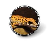 Leopard Little Gecko Round Badge Cute Enamel Lapel Pin Brooches Button Pin Personalized Clothing Decoration Unisex Badge Holder Hats Bags Shirts Decor