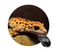 Leopard Little Gecko Round Mouse Pad Smooth Glide Gaming Mousepad Extra Density Portable Comfortable Mouse Mat for Desk, Home, Office 7.8x7.8 Inches