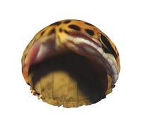 Leopard Little Gecko Shower Cap For Women Reusable Double Layers Bathing Bath Cap Hair Caps Waterproof Elastic Band Ladies Spa Salon Shower Hat Hair Caps