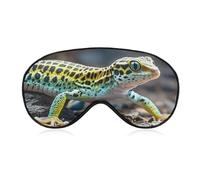Leopard Little Gecko Sleep Mask Light Blocking Eye Cover Polyester Eye Mask with Elastic Strap Blindfold for Side Sleeper Sleeping Masks Face Hugging for Women Men Travel