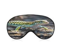 Leopard Little Gecko Sleep Mask Personality Eye Sleep Shade Cover Comfortable Breathable Sleeping Blindfold Soft Comfortable Night Eye Cover Adjustable Band Eye Mask for Men Women