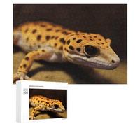Leopard Little Gecko Wooden Puzzles for Adults 300 PCS Unique Shape Puzzles Wall Art Home Decor for Puzzle Lovers, Family, Friend Creative Gift Toys