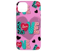 Leopard Love Knit Letters Colorful Design Case for iPhone 14 Plus