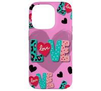 Leopard Love Knit Letters Colorful Design Case for iPhone 14 Pro