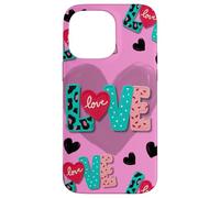 Leopard Love Knit Letters Colorful Design Case for iPhone 14 Pro Max
