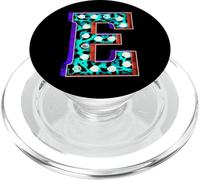 Leopard Marquee Letter E Bulb Initial Bold Graphic PopSockets PopGrip for MagSafe