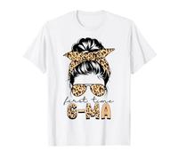 Leopard Messy Bun First Time G-Ma Mother's Day T-Shirt