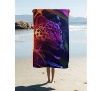 Leopard Microfiber Beach Towel for Adult 220x100cm, Lightweight Microfibre Towel Landscape Pattern With Bag, Sand Free Absorbent Quick Dry for Pool Yoga Gym Camping Beach Accessories Vacation 12Q-BY