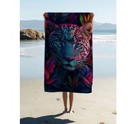 Leopard Microfibre Beach Towel 200x90cm 1 Pack, Large Beach Towels for Adults Animal Pattern with Waterproof Storage Bag Quick Dry Sand Free Lightweigh for Travel Pool Holiday Camping Yoga Gym 3RX-FJ