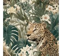Leopard Monstera Self Adhesive Peel and Stick Removable Wallpaper Roll | Waterproof No Residue Renter Friendly Non-Woven Tropical Leaf Wipeable Contact Paper 44 x 300cm for Rental Home J1036