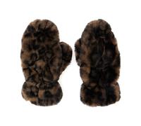 Leopard Motif Brown Ecofur Gloves Woman - female - Apparis - Gloves - Brown - ONE SIZE - Accessories ONE SIZE