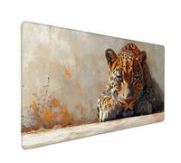 Leopard Mouse Mat, Animal Gaming Mouse Pad 48x24in, Desk Mat Large, Office Desk Accessories, Mousepad Large with Stitched Edges, Improved Precision and Speed, for PC Gaming, Laptop, Office, 2-1673