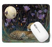 Leopard Mouse Mat, Small Mouse Pad Flower Waterproof Gaming Mousepad, Mini Desk Mat 25 x 21 cm with Anti-Slip Base, Stitched Edges Mousepad, Keyboard, Mousemats for Desk, Gifts for Women p1j-912
