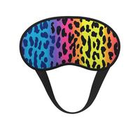 Leopard Neon Rainbow Blackout Sleep Mask - Soft Adjustable Eye Mask for Full Light Blocking, Deep Sleep, Travel & Relaxation