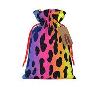 Leopard Neon Rainbow Drawstring Gift Bags Reusable Gift Wrapping Pouches For Birthday, Wedding, Party Favours & Festive Presents