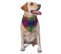 Leopard Neon Rainbow Gradient Print Pet Bandana Washable Bibs Handkerchief Adjustable Pet Scarf For Cat Accessories Outdoor
