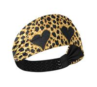 Leopard Oil Painting Heart Shape Cooling hair headband Stretchy hairbands for women's hair for Yoga basketball Gym Athletic Sports