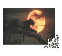 Leopard on A Thick Branch,Puzzles Red Moon Gemusterte Nachhaltige Puzzles Für Erwachsene Hochwertige Holzspielpuzzles 1000pcs (75x50cm)