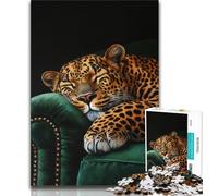 Leopard on The Sofa Jigsaws 1000 Pieces for Adults,Challenging Game And Family Play with Fully Interlocking Randomly Shaped Pieces 50x75cm