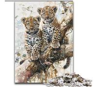Leopard on The Tree 1000 Piece Jigsaw Puzzles for Adults & Teens, Toy Intellectual Game Artists Collection, Fine Art (26x38cm)