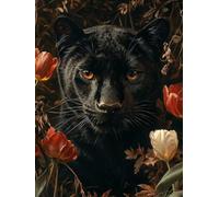Leopard Paint by Numbers Flowers Painting by Numbers for Adults Beginner DIY Digital Painting Hobbies for Adults Women with 3 Brush and Acrylic Paints Kit for Home Decor, Wall Art 30x40cm -zjn2507A6