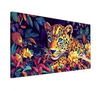 Leopard Paint by Numbers for Adults Children, Painting by Numbers for Beginner, Flowers Paint by Number Kits with Large Canvas 110x50cm, DIY Oil Painting Kit for Autumn Decor, Gifts for Women U-96