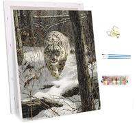 Leopard Paint by Numbers for Adults with Frame, Painting by Numbers for Adults Snow Scene on Canvas, DIY Acrylic Oil Painting Kits with Brushes, Hobbies for Adults Women, Room Decor 16x20in Q-4028