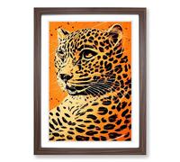 Leopard Painting Collage Framed Print | A2 Walnut Framed Wall Art | Ready to Hang | Modern Animal Picture | Living Room Bedroom Lounge Office