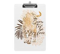 Leopard Palm Leaf Born to Be Free A4 Size Clipboard Funny Aesthetic Working Studying Letter Standard Clip Board 12.5×8.5 in Hardboard for School Classroom Kids Writing Drawing