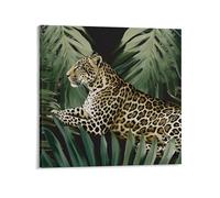Leopard Palm Leaf Canvas Wall Art for Bedroom 28x28inch(70x70cm) Canvas Prints Artwork for Walls Modern Picture Artwork Painting for Living Room Aesthetic Wall Paintings for Bathroom Kitchen Office De