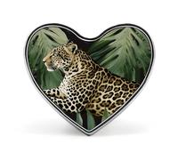 Leopard Palm Leaf Lapel Pin Elegant Heart Shape Brooch Badge Funny Personalized Pinback Button Badge Fashion Cute Heart Brooch Pins for Bag Jacket Clothes Accessories