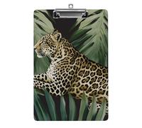 Leopard Palm Leaf Plastic Clipboard with Storage Office Acrylic Clipboards Low Profile Clip Clear Clip Boards Basics Letter Size Hardboard for Nurses,Teachers