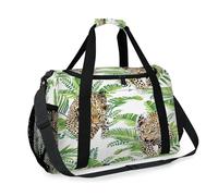 Leopard Palm Leaves Travel Duffel Bag for Girls Boys Women Men Tropical Leopard Weekend Overnight Bag Shoulder Tote Luggage Handbag for Travel Sports Gym