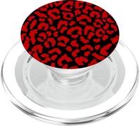 Leopard Pattern Black & Red Leopard Cheetah Skin Print PopSockets PopGrip for MagSafe