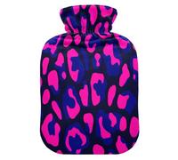 Leopard Pattern Blue Pink hot-Water Bottle with Soft Cover, 2L hot Compress Bag for Menstrual Cramps, Menstrual Cramps