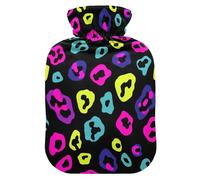 Leopard Pattern Blue Purple Black hot Waterbottle with Soft Cover, 2Lhot compresses for The Body for Arthritis,Sore Muscle,bolsas para agua Caliente