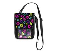 Leopard Pattern Blue Purple Black Travel Wallet Passport Holder Travel Organizer Slim Lightweight Crossbody Bag with Adjustable Strap