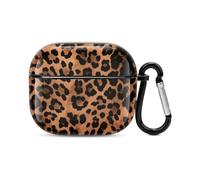 Leopard Pattern Bluetooth Earbuds Case Cover Full Body Shockproof Protection Hard Case Support Wireless Charging with Keychain Personalized Gift for AirPods 3