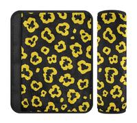Leopard Pattern Bright Yellow Black 2 pcs Cute Seatbelt Cover More Comfort Driving for Sedan forro para cinturon de seguridad