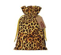 Leopard Pattern Christmas Drawstring Sack Gift Bag, Lightweight And Cute In Design