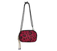Leopard Pattern Crimson Heart Christmas Mini Crossbody Bags for Mens Comfort with Credit Card Slots Small Shoulder Bag Take a walk cartera para mujer