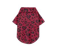Leopard Pattern Crimson Heart Christmas Summer Dog Shirt Vest Button Up Breathable Cool Pet Summer T-Shirts Puppy Sweatshirt Perfect for Everyday Wear, and Photoshoots L-5XL