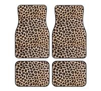 Leopard Pattern Crystal Velvet Car Mat Set Full-Width Printed Polyester Material Universal Non-Slip And Wear-Resistant Car Mat Front And Rear Full Set Black Edging Easy To Clean