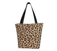 Leopard Pattern Fashion Canvas Tote Bag With All Over Print Design,Large Reusable Shopper Tote With Double Handles,Beach Tote, Weekend Bag