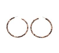 Leopard-pattern geometric circular drop-shaped ear cuffs, retro, niche, high-end, simple style earrings