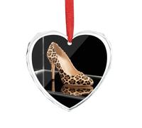 Leopard Pattern Heart Ornament, 3.15 Inch Glass Christmas Tree Decorations Elegant & Romantic Heart Christmas Ornaments for Trees, Home Decor