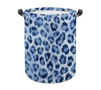 Leopard Pattern in Light Blue Watercolor Laundry Baskets Laundry Hamper Waterproof Foldable Storage Bin Dirty Clothes Laundry Basket for Living Room Bathroom