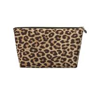 Leopard Pattern Leather Travel Toiletry Bag, Makeup Cosmetic Pouch with All-Over Print,Leather Material,Water-Resistant,Large Capacity Organizer for Women Men